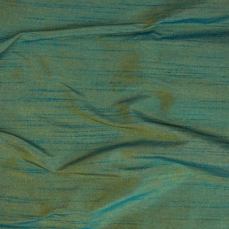 Teal And Yellow Art Silk Curtain Panels