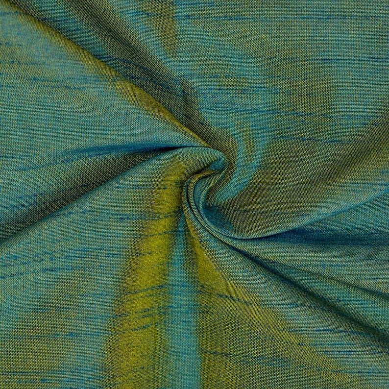 Teal And Yellow Art Silk Curtain Panels