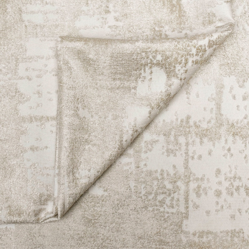 Cream with Foil Print Foil Printed Velvet Fabric by the Metre, 1 Metre Velvet