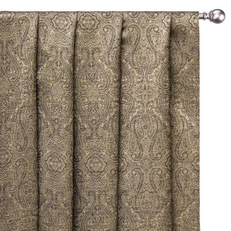 Beige Damask With Copper Lurex Fabric By The Metre, 54 inches or 137 cm, Jacquard Fabric, Zari Woven Fabric