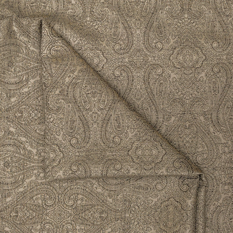 Beige Damask With Copper Lurex Fabric By The Metre, 54 inches or 137 cm, Jacquard Fabric, Zari Woven Fabric