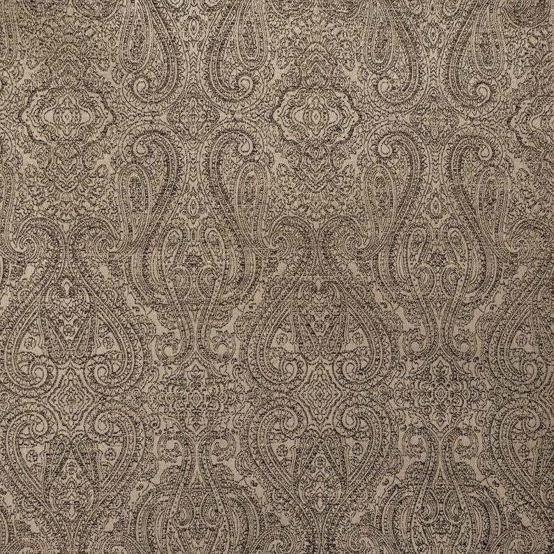 Beige Damask With Copper Lurex Fabric By The Metre