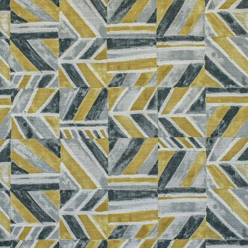 Gray, Chartreuse, Ivory Cotton Fabric by the Metre, 1 Metre Gray Cotton Fabric