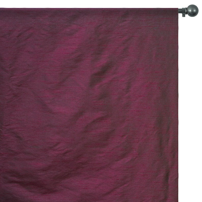 Fuchsia And Green Art Silk Curtain Panels