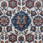 Blue, Brown & Off White Printed Velvet Fabric by the Metre, 1 Metre Velvet Fabric