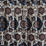 Blue, Brown & Off White Printed Velvet Fabric by the Metre, 1 Metre Velvet Fabric
