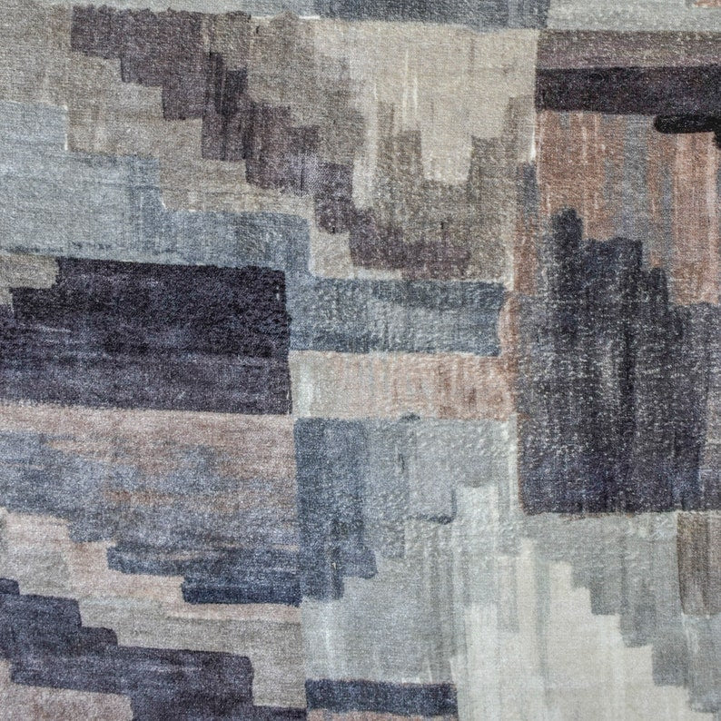 Shades of Gray & Brown Cotton Viscose Velvet Fabric by the Metre, 1 Metre