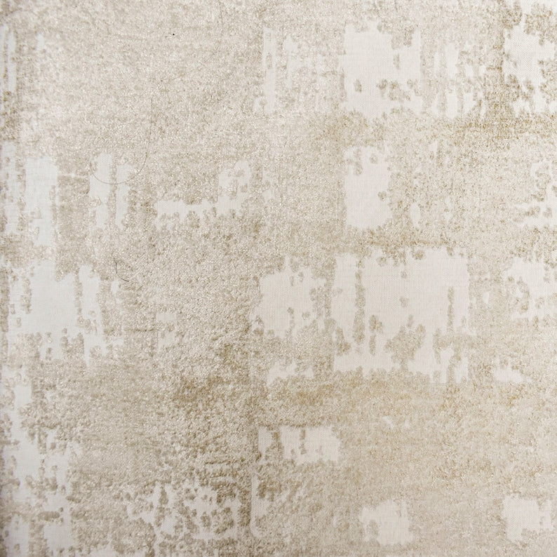 Cream with Foil Print Foil Printed Velvet Fabric by the Metre, 1 Metre Velvet