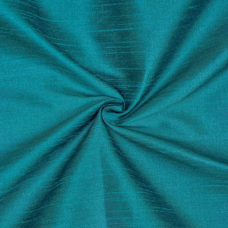 Teal Blue Art Silk Curtain Panels