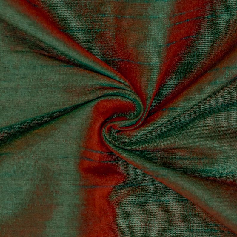 Green And Red Art Silk Curtain Panels