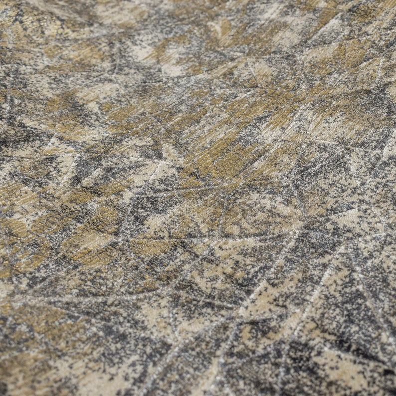 Light Beige, Gray, Gold Foil Foil Printed Velvet Fabric by the Metre, 1 Metre