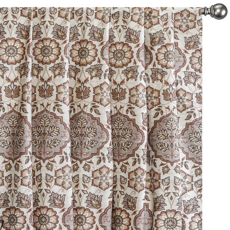 Brown, Beige, Gray & Off White Printed Velvet Fabric by the Metre, 1 Metre