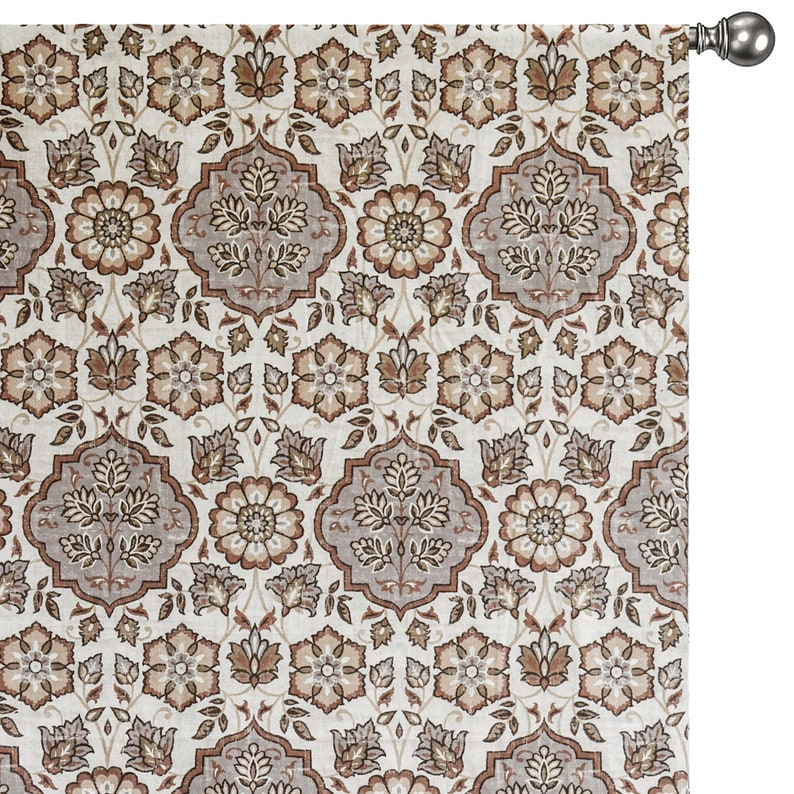 Brown, Beige, Gray & Off White Printed Velvet Fabric by the Metre, 1 Metre
