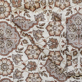 Brown, Beige, Gray & Off White Printed Velvet Fabric by the Metre, 1 Metre