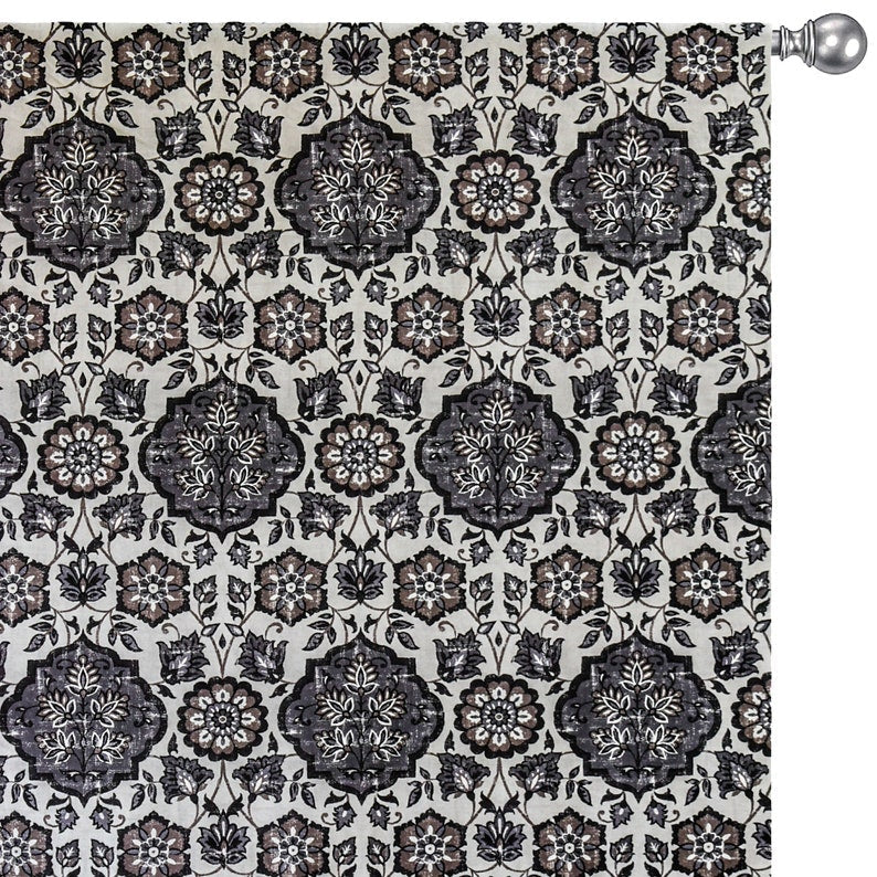 Gray, Black & Off White Printed Velvet Fabric by the Metre, 1 Metre Velvet Fabric