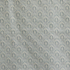 Teal & Cream Jacquard Weaved Fabric by the Metre, 1 Metre Blue Silk Fabric