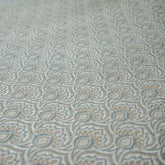 Teal & Cream Jacquard Weaved Fabric by the Metre, 1 Metre Blue Silk Fabric