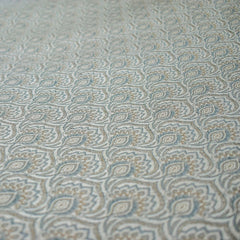 Teal & Cream Jacquard Weaved Fabric by the Metre, 1 Metre Blue Silk Fabric