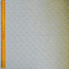 Teal & Cream Jacquard Weaved Fabric by the Metre, 1 Metre Blue Silk Fabric