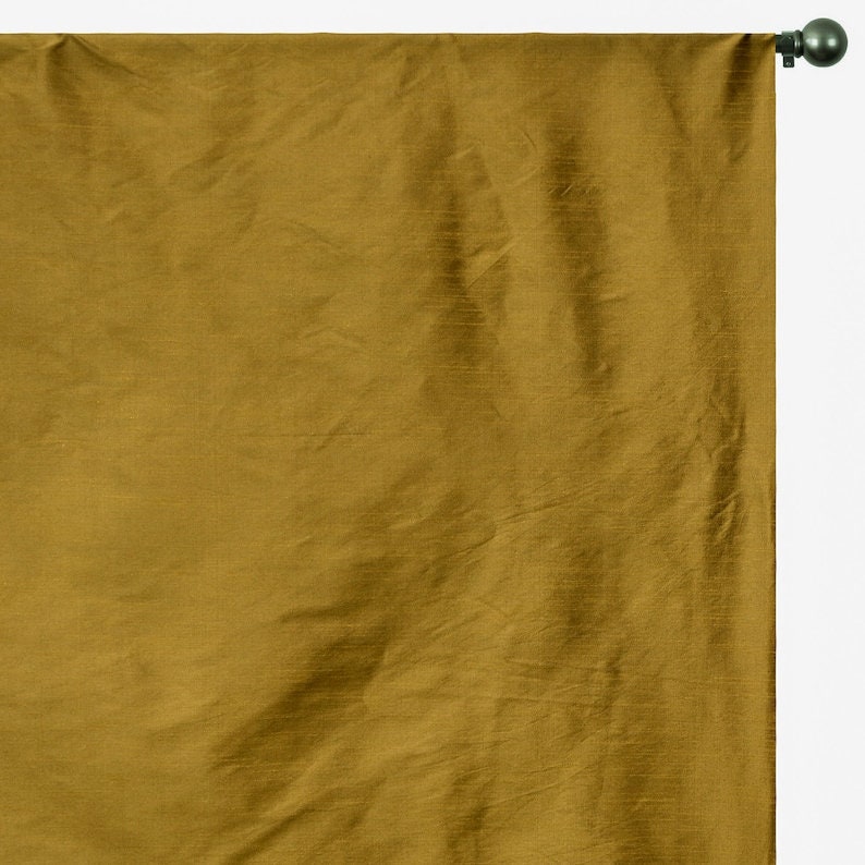 Dark Gold Art Silk Curtain Panels
