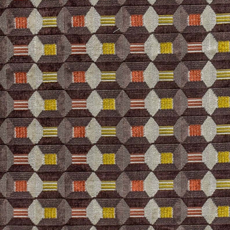 Brown Gray Jacquard Velvet Fabric by the Metre