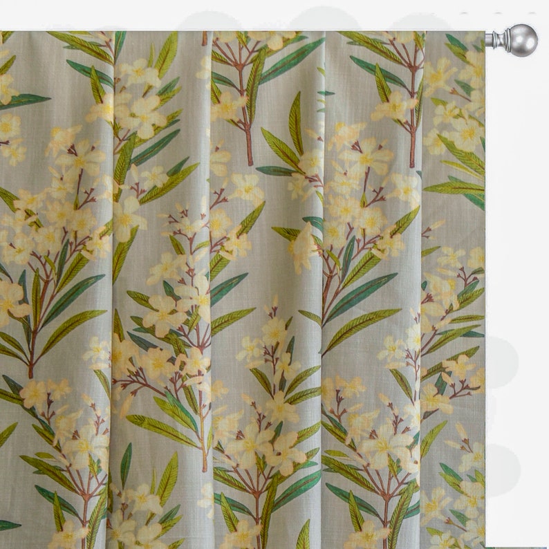 Green, Cream Printed Cotton Fabric by the Metre, 1 Metre Green Cotton Fabric