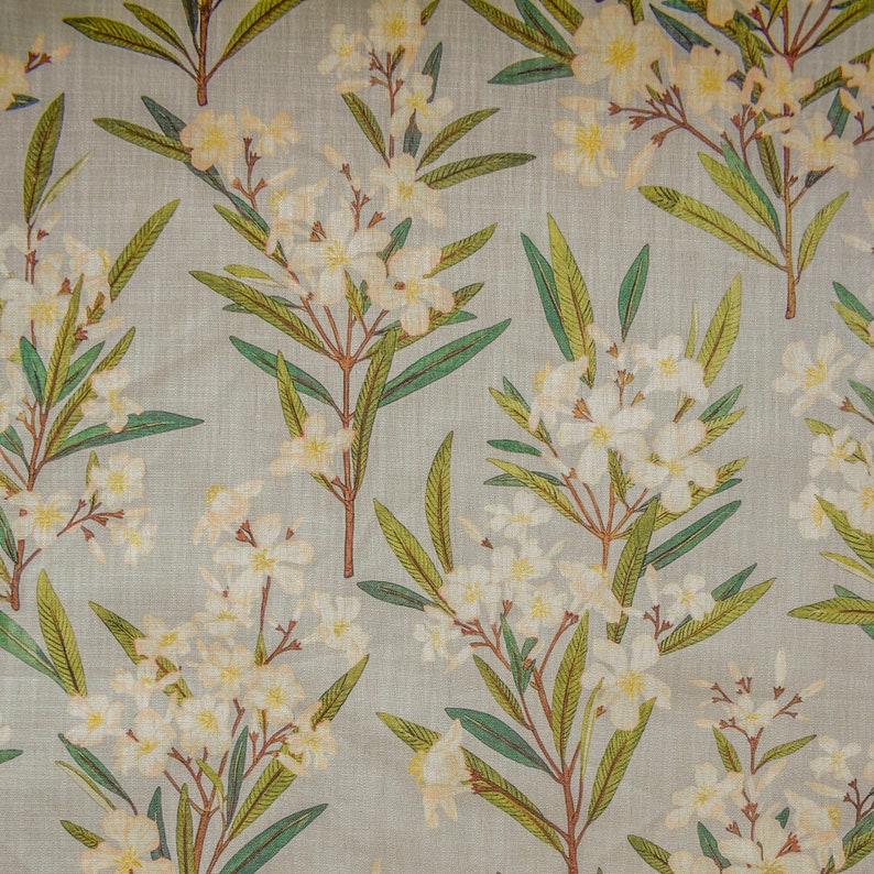 Green, Cream Printed Cotton Fabric by the Metre, 1 Metre Green Cotton Fabric