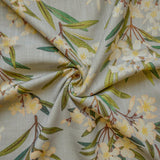 Green, Cream Printed Cotton Fabric by the Metre, 1 Metre Green Cotton Fabric