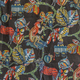 Black, Red, Green Printed Cotton Fabric by the Metre, 1 Metre Black Cotton Fabric