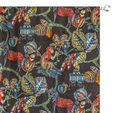 Black, Red, Green Printed Cotton Fabric by the Metre, 1 Metre Black Cotton Fabric