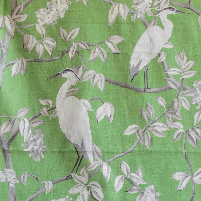 Green, White, Gray Printed Cotton Fabric by the Metre, 1 Metre Green Cotton Fabric