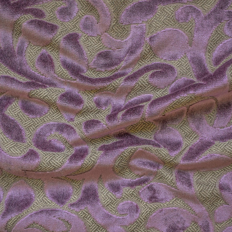 Purple Jacquard Velvet Fabric by the Metre, 1 Metre Purple Velvet Fabric