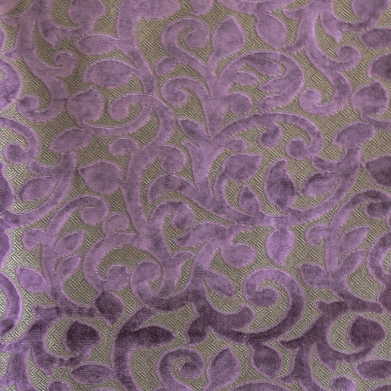 Purple Jacquard Velvet Fabric by the Metre, 1 Metre Purple Velvet Fabric
