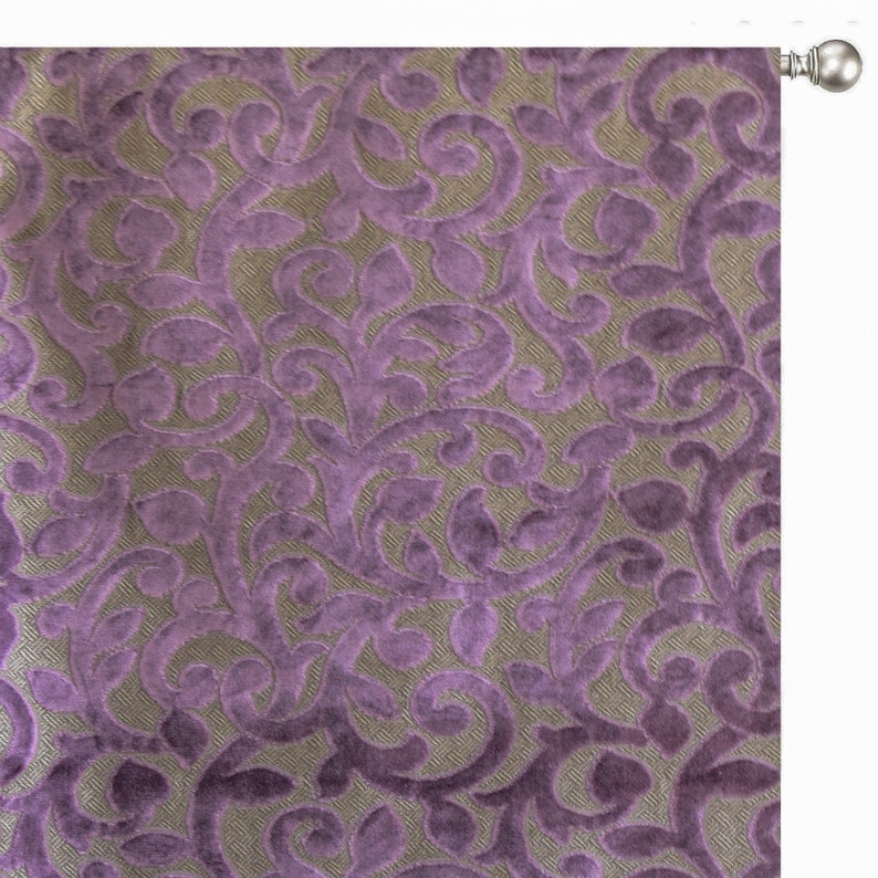 Purple Jacquard Velvet Fabric by the Metre, 1 Metre Purple Velvet Fabric