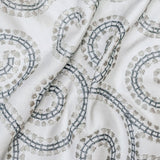 Ivory, Teal Cotton Embroidery Fabric by the Metre, 1 Metre Ivory Cotton Fabric