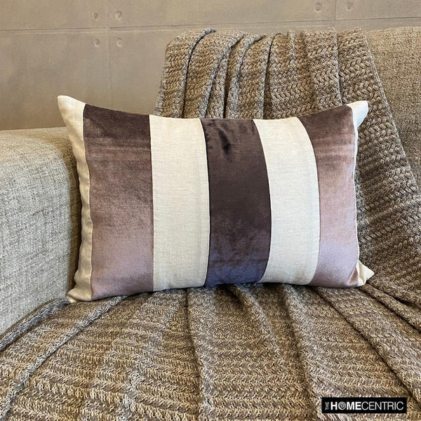 Swathe Wine - Purple Velvet & Linen Decorative Lumbar  Cushion Cover