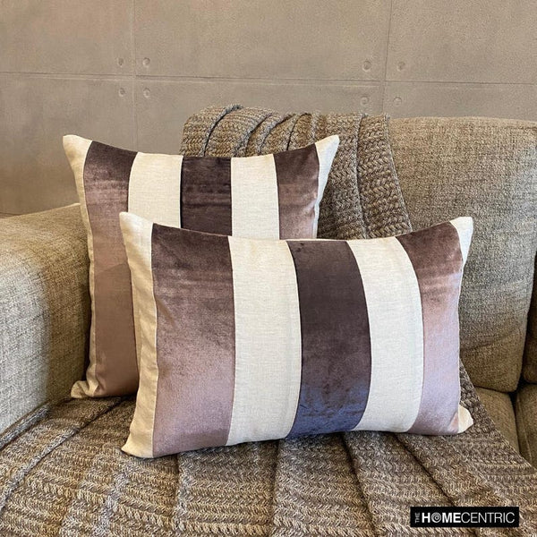 Swathe Wine - Purple Velvet & Linen Decorative Lumbar  Cushion Cover