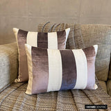 Swathe Wine - Purple Velvet & Linen Decorative Lumbar  Cushion Cover