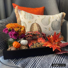 Cozy Pumpkins - Purple Woven Jacquard Decorative Lumbar Cushion Cover