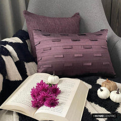 Plum Stripe - Art Silk Plum Decorative Decorative Lumbar Cushion Cover