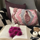 Begonia - Pink Linen Decorative Lumbar  Cushion Cover