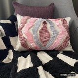 Begonia - Pink Linen Decorative Lumbar  Cushion Cover