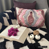 Begonia - Pink Linen Decorative Lumbar  Cushion Cover