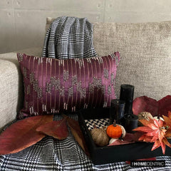 Cynosure - Purple Jacquard Decorative Lumbar Cushion Cover