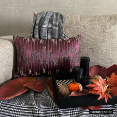 Cynosure - Purple Jacquard Decorative Lumbar Cushion Cover