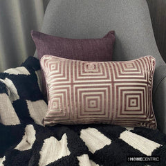 Webweave Wonder - Brown & Beige Velvet Decorative Lumbar Cushion Cover