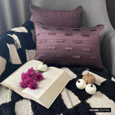 Plum Stripe - Art Silk Plum Decorative Decorative Lumbar Cushion Cover