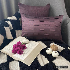 Plum Stripe - Art Silk Plum Decorative Decorative Lumbar Cushion Cover