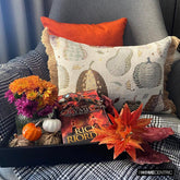 Cozy Pumpkins - Purple Woven Jacquard Decorative Lumbar Cushion Cover