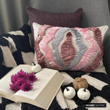 Begonia - Pink Linen Decorative Lumbar  Cushion Cover